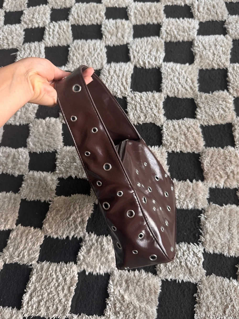 Brown Eyelet Detail Shoulder Bag